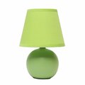 Creekwood Home Traditional Petite Ceramic Orb Base Table Desk Lamp with Matching Tapered Drum Fabric Shade, Green CWT-2004-GR